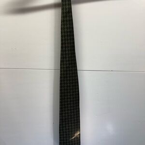 Vintage Canali Olive Green Grid-Pattern Silk Tie